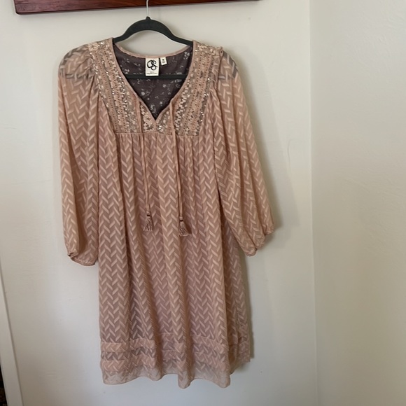 ANTHROPOLOGIE 💖 One September Pink Anwen Peasant Dress Sz M - Picture 4 of 12